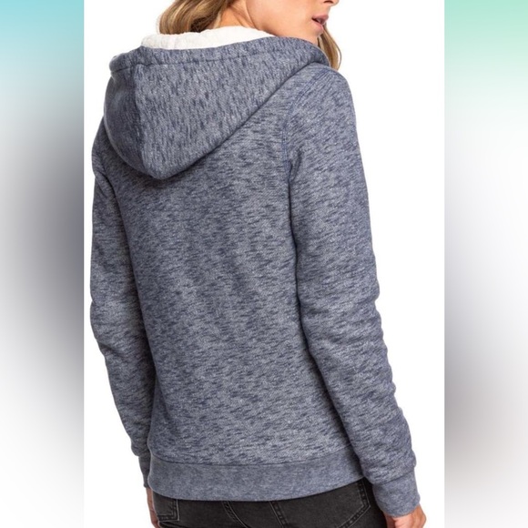 Roxy Women’s Blue Trippin Sherpa Zip Up Hoodie Size XL - Picture 2 of 8